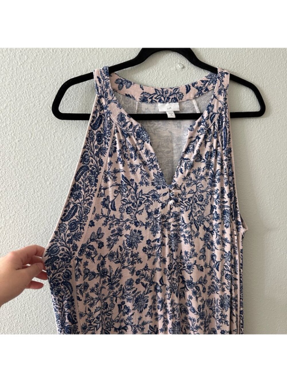 J. Jill Sleeveless Maxi Dress Pink Blue Floral Women's XL Tall Long - Picture 2 of 5